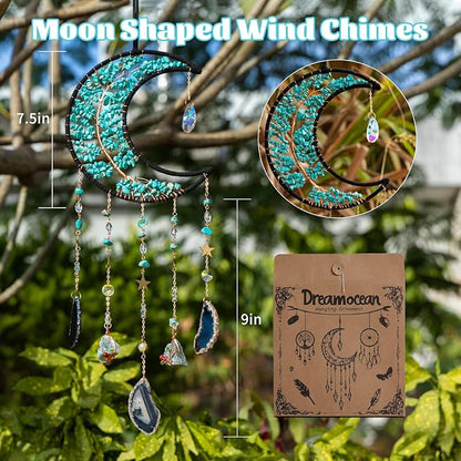 Crystal Wind Chimes，Moon Tree of Life Suncatchers for Windows Hanging Decoration Crystal Suncatcher Hainging Window Wall Room Decor Gifts for Adults Girls