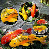 Set of 2 Koi Fish Garden Stakes, Red & Gold Resin Sculptures, Weatherproof Outdoor Patio Pond Decor, Feng Shui Yard Art, Easy Setup Gift(B&Y)
