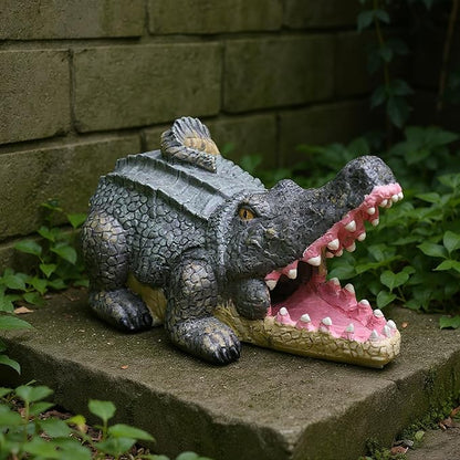 Elenon Crocodile Decorative Gutter Downspout Extension Statue, Gutter Guardian Rain Downspout Splash Block Outdoor, Garden Rain Downspout Extender for 3" × 4" Downspouts Decor (Mutil)