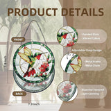 Hummingbird Stained Glass Window Hanging, Hummingbird Suncatcher, Bird Floral Sun Catchers Indoor Window Round Glass Wall Art Hanging Decorations, 7.9x7.9in