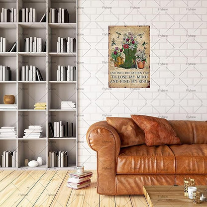 I Go To Lose My Mind And Find My Soul Metal Poster Tin Sign Garden Decor Funny Garden Signs For Outside Yard 8x12 Inch