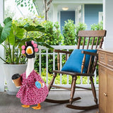 Shyyween Lady Porch Goose Outfit for 23'' Cement Plastic Lawn Goose Statue Clothes Pink Leopard Bathrobe Coffee Cup Curlers for Outdoor Garden Yard Patio Decoration
