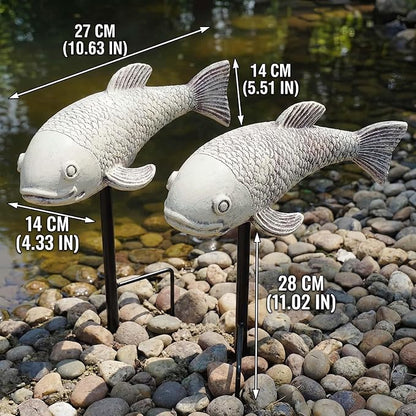 Set of 2 Koi Fish Decor, Large Outdoor Garden Statues, Pond Accessories, Yard Decor, Real Fish Sculpture Art, Koi Pond Kit, Statues for Yard Ornaments Sculpture Garden for Outdoors