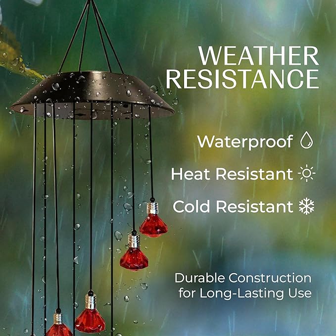 Upblend Outdoors Solar Hanging Decoration for Outside – Color Changing LED Decoration for Outdoors Waterproof, Solar Light Decoration for Outside – Diamond, Red