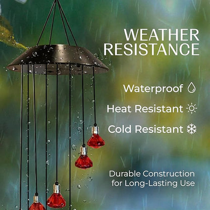 Upblend Outdoors Solar Hanging Decoration for Outside – Color Changing LED Decoration for Outdoors Waterproof, Solar Light Decoration for Outside – Diamond, Red