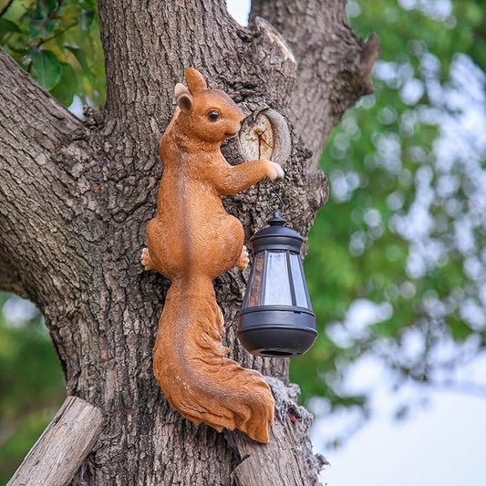 14in Big Squirrel Solar Squirrel Sculpture Decoration Resin Outdoor Garden Decoration, Suitable for Outdoor Garden Decoration, Suitable for Ladies, Mothers, Grandma Gifts