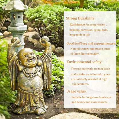 17" Laughing Buddha Statue Outdoor, Large Buddha Statue, Zen Garden Decor Gifts for Room/Patio/Deck/Porch Yard Art Decoration