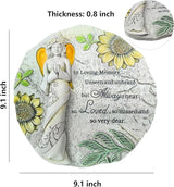 Memorial Garden Stone, Floral Angel with Sunflowers Pattern, Stepping Stone & Wall Decoration – in Loving Memory