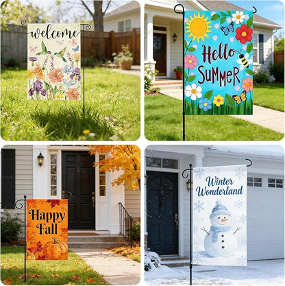 Seasonal Garden Flags Set of 12, KissDate 12 x 18 Inch Double Sided Yard Flags Garden Flags for Outside, Mothers Day 4th of July Summer Spring Garden Flag, Outdoor Banners Holiday Garden Decorations