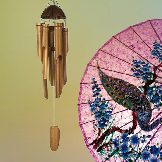 Woodstock Chimes Asli Arts Collection, Half Coconut Bamboo Chime, Large (36'') Bamboo Wind Chimes for Outdoor, Patio, Home or Garden Décor (C101)