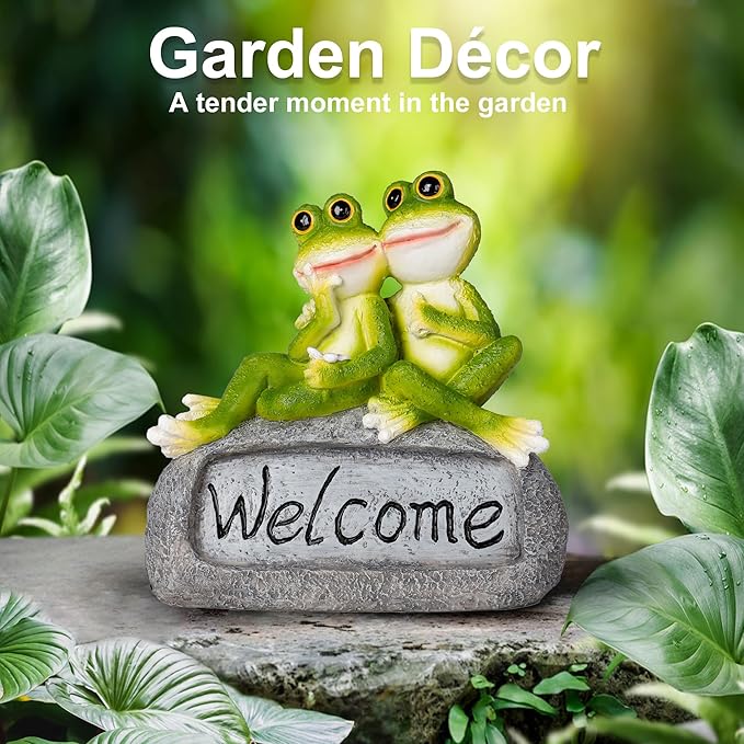 Lily's Home Cute Frog Ornament - Polyresin Garden Statue for Patio, Yard & Rooftop | Weatherproof Outdoor Decor | Charming Animal Figurine for Indoor/Outside Use