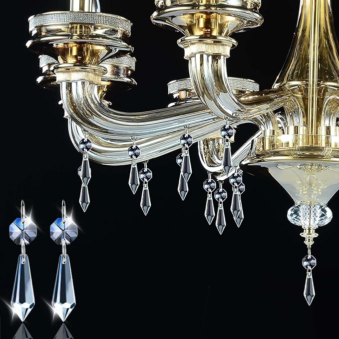 100PCS Premium Clear Crystal Glass Drops 2.4" - Multi-Purpose Hanging Prisms Bulk for Holiday Party/Home/Window Decoration/Chandelier Replacement Parts