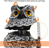 Hausse 2 Pack Fake Owl Decoy Bird Scarecrow Sculpture, 11.2 inch Wagging Head Plastic Owl Scare Birds Away, Owls Statue Nature Enemy Horned Pest Repellent for Outdoor Garden Yard