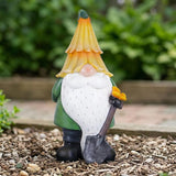 Topadorn Garden Gnome Outdoor Gnome Statue Resin Sculpture Outdoor Figurine with Yellow Hat for Garden Decoration, 11 Inch