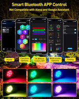 T-SUN Underwater LED Pond Lights – IP68 Waterproof Submersible Fountain Lights with Bluetooth App & Remote, 16 Million Colors Underwater Lighting for Koi Ponds/Garden Water Features Aquarium (10-Pack)