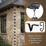 Gardzen Aluminum Rain Chain for Gutter, 8.5 Feet Decorative Rainchain with 13 Flower Cups, Heavy Duty Outside Rain Catcher for Eaves Drainage, Black