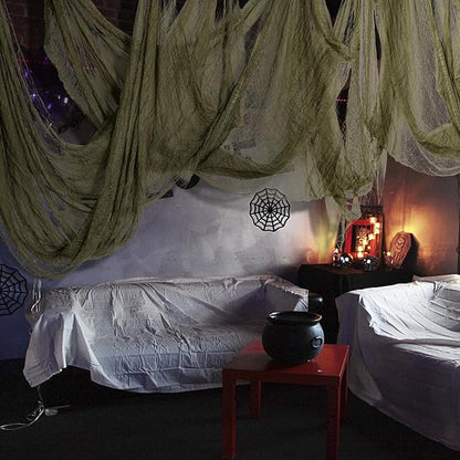 RunNico 400" x 71" Halloween Creepy Cloth - Halloween Spooky Fabric Cloth - Scary Gauze Blood Creepy Clothes for Haunted House Halloweens Party Yard Wall Doorway Outdoors Decoration