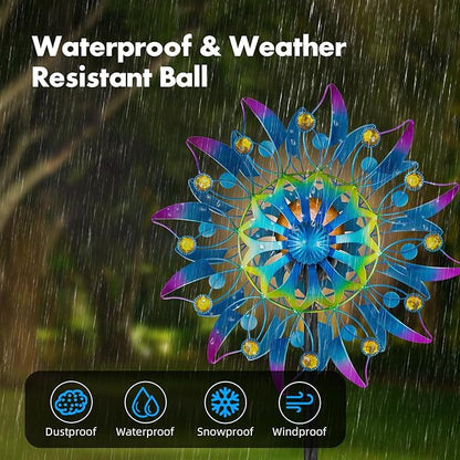 Solar Wind Spinner, Waterproof Outdoor Metal Wind Sculpture for Patio, Lawn & Garden Decor (Retro Muticolor)