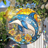 VAIIEYO Dolphin Acrylic Sun Catcher Window Hanging Decoration, 7.8 Inch Double-Sided Light Reflecting Ornament for Window, Garden, Porch or Balcony Decor, Housewarming, Gift for Natural Lovers