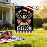 250th Anniversary USA Garden Flag, 4th of July Garden Flag with Eagle & Flag, American Garden Decoration, Patriotic 250 Years of Freedom Banner, Double Sided Yard Flags for Independence Day Decor