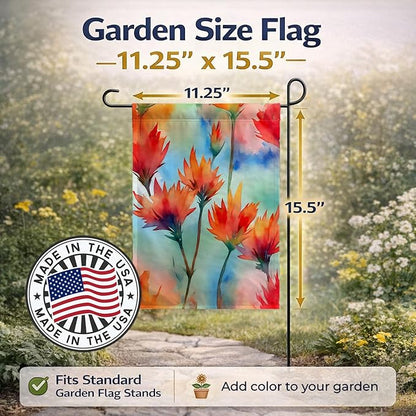 Caroline's Treasures Wyoming Indian Paintbrush in Watercolor Garden Flag Mailbox Flag Decorative Yard Flag Banner Outside Patio Artwork Yard Flower Beds, Garden Size, Multicolor