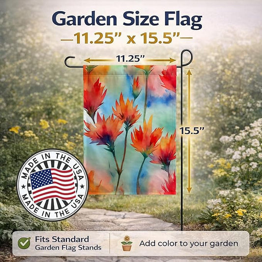 Caroline's Treasures Wyoming Indian Paintbrush in Watercolor Garden Flag Mailbox Flag Decorative Yard Flag Banner Outside Patio Artwork Yard Flower Beds, Garden Size, Multicolor