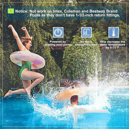 Pool Fountain for Inground Swimming Pool Adjustable Pool Fountains for Above Ground Pools Waterfall Fountain Kit Water Fun Sprinklers Fits Most 1.5" Above Inground Pools Threaded Return Jets
