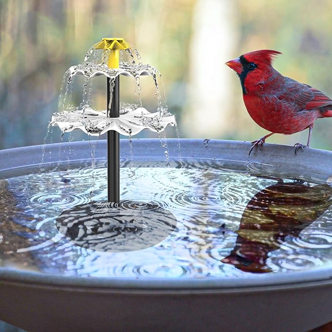 Solar Fountain 2-Tier 2.5W Solar Water Fountain DIY Decorative Pump with Tray and 300cm Cable Water Pump for Bird Bath Garden Pond Pool