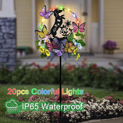Solar Powered Garden Decor Outdoor,Colorful LED Lights Dachshund Decorations Yard Stakes for Garden,Pathway,Lawn,Patio,Dog Lover Gifts for Women