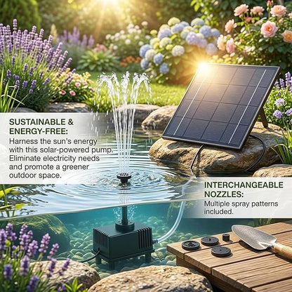 Solar Powered Water Fountain with Multiple Spray Heads, Solar Water Pump for Bird Bath, Garden Pond, Patio & Outdoor DecorationSolar PumpSolar FountainSolar Fountain Pump