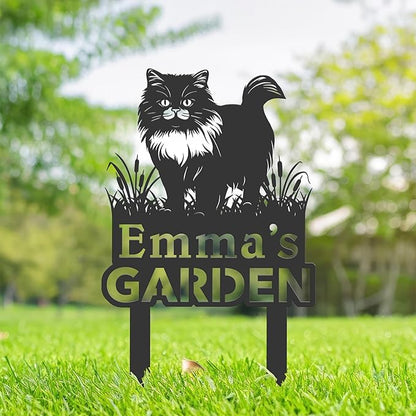 Personalized Cute Cat Kitten Metal Garden Sign,Custom Yard Sign With Stake,Outdoor Garden Décor,Pet Cat Lawn Garden Decorated Statue,Cat Sympathy Yard Metal Sign,Cat Lover Gifts Kailyard Plaque.