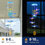 Outdoor Solar Wind Chime Decoration, Mother's Day Birthday Gifts for Grandma, Mom and Family, Outdoor Garden and Courtyard Wind Chime Accessories (Blue Butterfly)