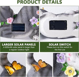 Solar Garden Statue Cat Figurine, Resin Solar Lights with Flower Decor for Outside, Yard Art Patio Balcony Lawn Decorations, Unique Gifts for Mom Grandma Women and Cat Lover (Black)