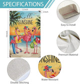 Heyfibro Flamingo Garden Flag Hello Sunshine Hawaii Tropical Beach Holiday Garden Flags 12x18 Double Sided Burlap Welcome Summer Tropical Ocean Sea Yard Flag for Seasonal Outdoor Party Decoration(ONLY