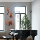 J-Fly Music Art Wall Decor Jazz Decoration Cowboy Metal Wall Art Rustic Indoor and Valentine Home Decor With Saxophone Cello Drum Kit And Piano,Brown