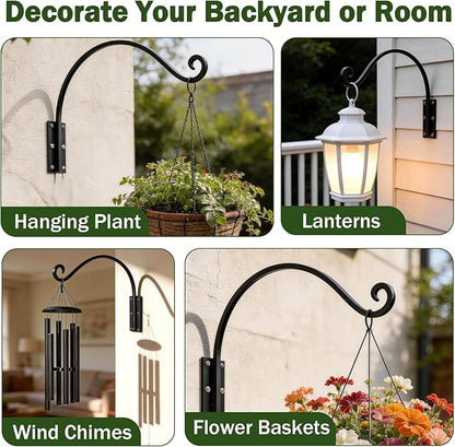 Heavy Duty 22 Inch Plant Hangers Bracket Outdoor, 80lbs Weight Capacity, Metal Wall Hooks for Hanging Plants, Bird Feeder, Wind Chime, Wall Decor, Plant Hanger Hooks for Hanging Flower Baskets