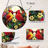 Cardinal Stained Glass Suncatcher - Red Bird Sun Catcher, Painted Glass Panel Decor, Sun Catchers Indoor Window, Gift for Bird Lovers, Mom, Grandma, 6.31IN