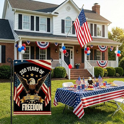 250 Years America Garden Flag, Double Sided 12x18 Patriotic Banner, Eagle Design, 1776-2026 US Semiquincentennial Yard Decor