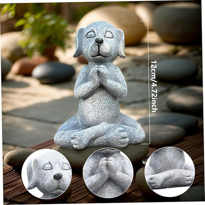 Dog Statue, 4.72 inch Buddha Dog Decor, Weather-Resistant Resin Yoga Statue, Cute Funny Zen Garden Decor Outdoor for Home and Garden, Yoga Statue, 12cm