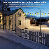NUERPO String Light Poles,Metal Poles for Hanging Outdoor Light Strings,2 Pack 10 FT Light Poles Stand for Outside Garden,Patio,Wedding,Backyard,Deck,Party