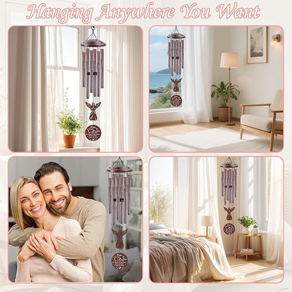 Miscarriage Sympathy Gifts for Mothers, Wind Chimes for Outside, Memorial Wind Chimes with Angel Charm and Sympathy Card for Baby Loss Gifts for Mom Garden Patio Porch