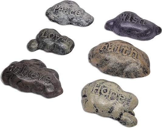 Lulu Decor, 100% Cast Iron Fairy Sayings Stepping Stones Garden Decor Fairy Garden Accessories (Set of 6)