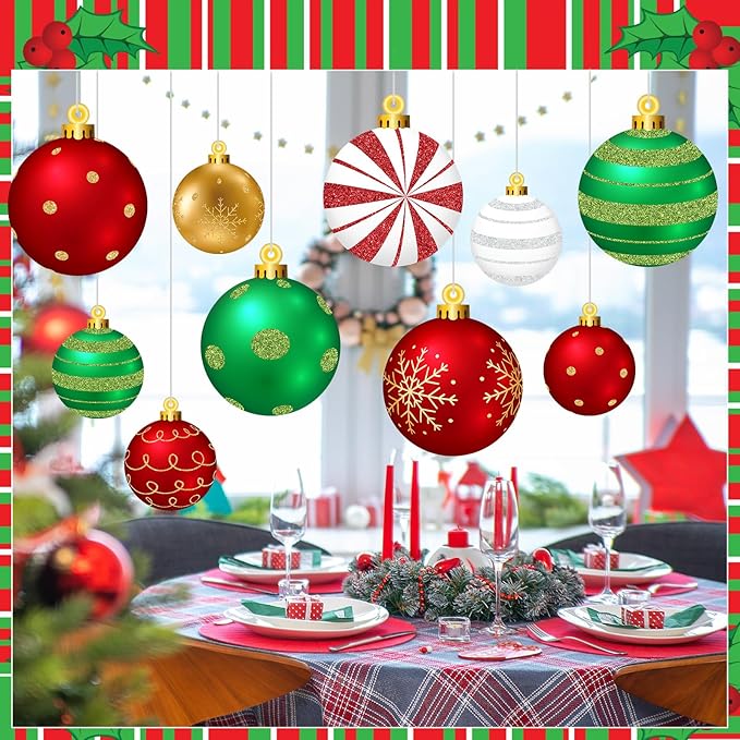 Huwena 24 Pcs Christmas Outdoor Decorations Hanging Ornaments Christmas Yard Signs Double Sided Lawn Decorations for Xmas Party Porch Lawn Decor (Delicate Style)