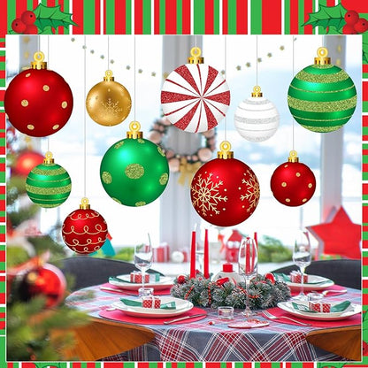 Huwena 24 Pcs Christmas Outdoor Decorations Hanging Ornaments Christmas Yard Signs Double Sided Lawn Decorations for Xmas Party Porch Lawn Decor (Delicate Style)