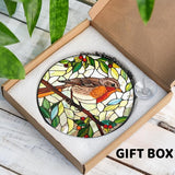 7.8" Robin Bird Stained Glass Suncatcher, Robin Birds Suncatcher Window Hanging, Birds Gifts Decor for Home Garden Housewarming, Morthers Day Bird Lover Gifts for Mom, Grandma, Women, Friend