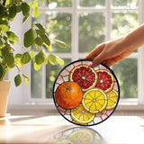 Orange Lemon Suncatchers Stained Glass Window Hanging, Lemon Kitchen Decor, Orange Gifts for Women, Summer Fruit Sun Catchers Indoor Window Glass Round Wall Decor, 7.9x7.9in