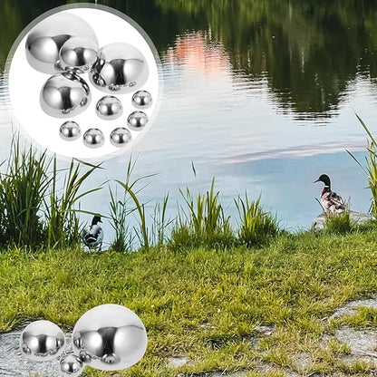 YARNOW 10Pcs Stainless Steel Gazing Balls - Mirror Polished Reflective Garden Spheres for Outdoor Decor, Home Pond, Swimming Pool, 6 Sizes