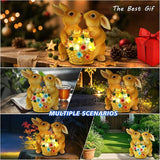 Garden Statues Rabbit Solar Lights, Bunny Decor with LED Lights Home Decorations Outdoor Garden Rabbit Statue for Patio, Balcony, Yard, Lawn Ornament - Unique Housewarming Birthday Gifts for Women