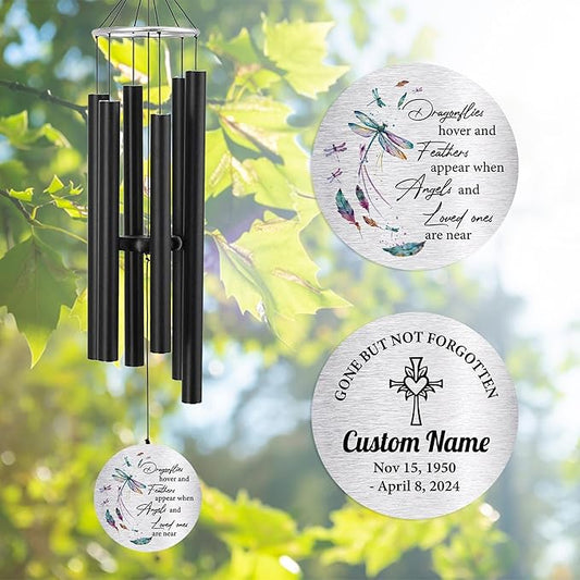 Pwesionalized Sympathy Wind Chimes 30 inch, Memorial Gift for Loss of Mom/Dad/Grandma/Loved one, 42inch Customized Bereavement Gift Idea for Condolences Funeral