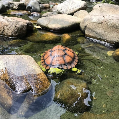 Turtle Tortoise Sculptures, Garden Patio Lawn Yard Art Resin Decorations Outdoor Garden Decor, 8.6 inches Turtle Yard Decorations Outdoor, Full Color 1